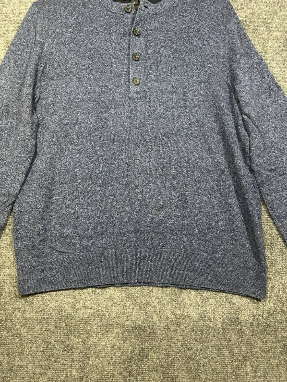 Banana Republic Shirt Mens Large Henley Blue Cotton Long Sleeve Pullover Buttons